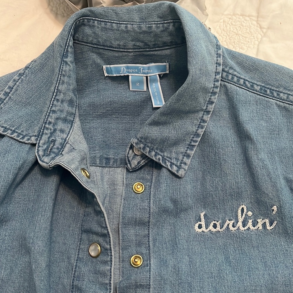 Draper James denim Pearl snap shirt